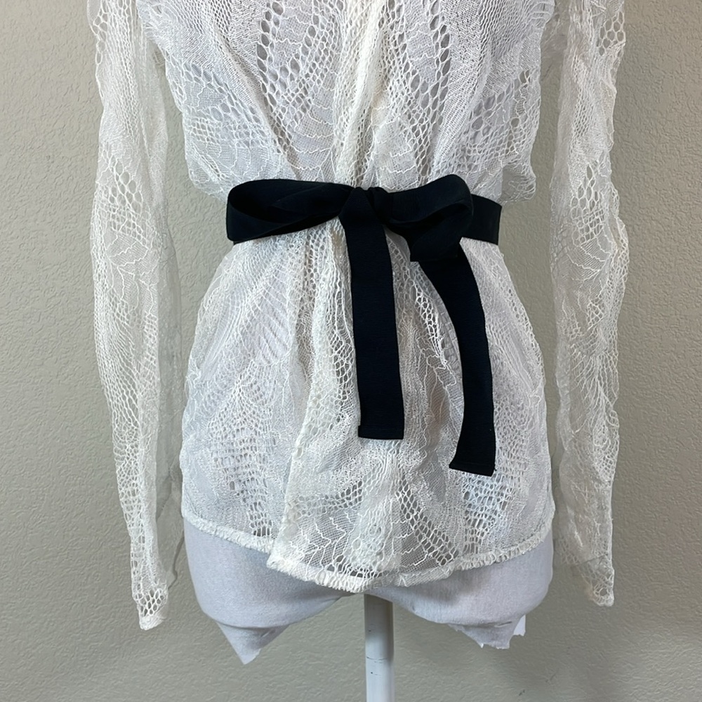Maje White Lace Blouse Cardigan Size 2‎ - Picture 3 of 6